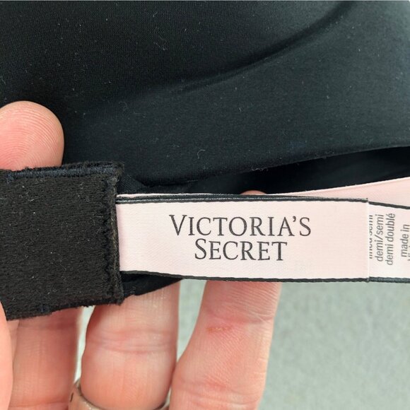 Victorias Secret Bra Womens 32D Black Lined Semi Demi Stretch Adjustable Comfort - Picture 5 of 11